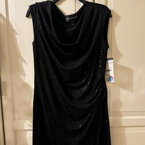 Black dress with flat sequins.